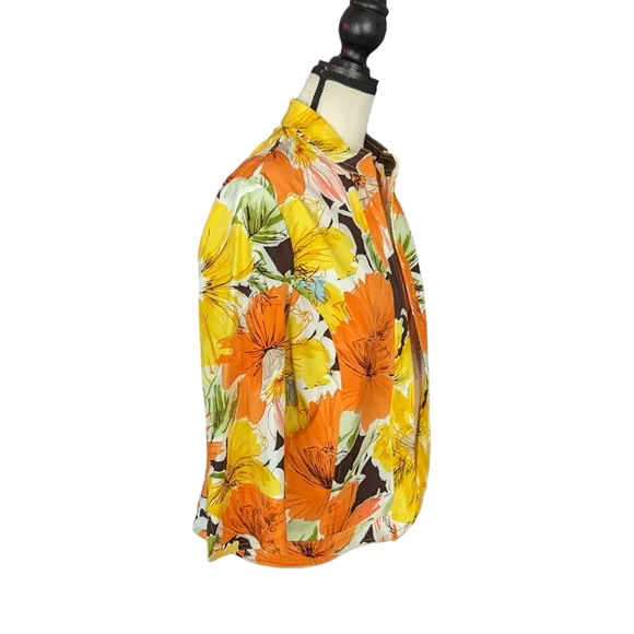 Coldwater Creek 16 Jacket Vibrant Orange Yellow Floral - Picture 5 of 12